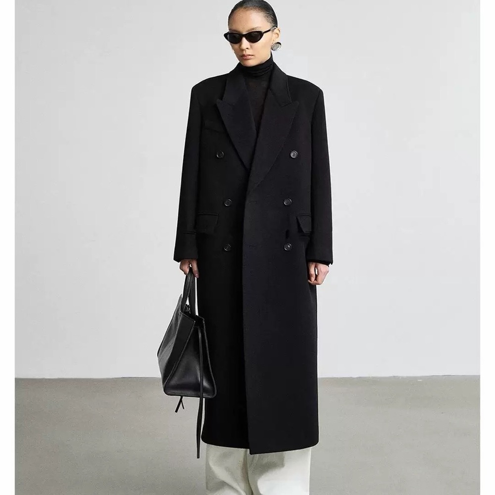 Elegant Black Double-Breasted Coat